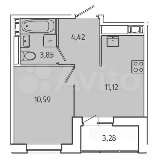 1-к. квартира, 31,6 м, 7/8 эт. - Фото 0