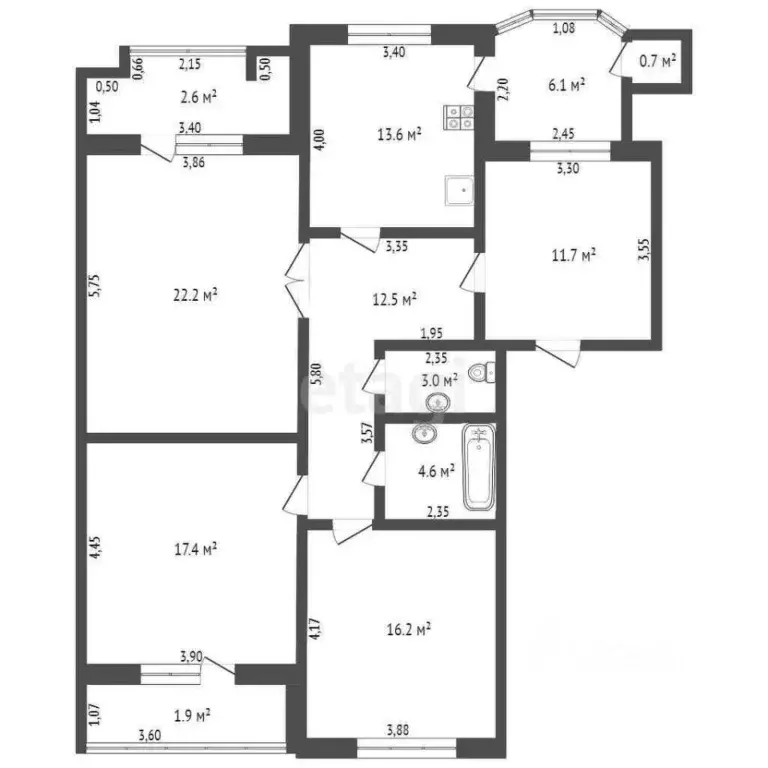 3-к кв. Брянская область, Брянск ул. Медведева, 9Ак1 (112.5 м) - Фото 1