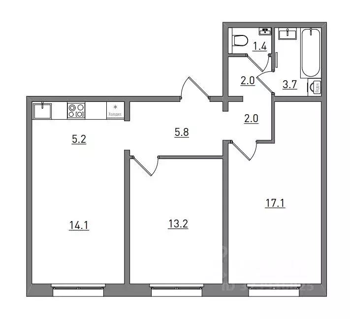 3-к кв. Кировская область, Киров ул. Чистопрудненская, 13А (64.5 м) - Фото 2