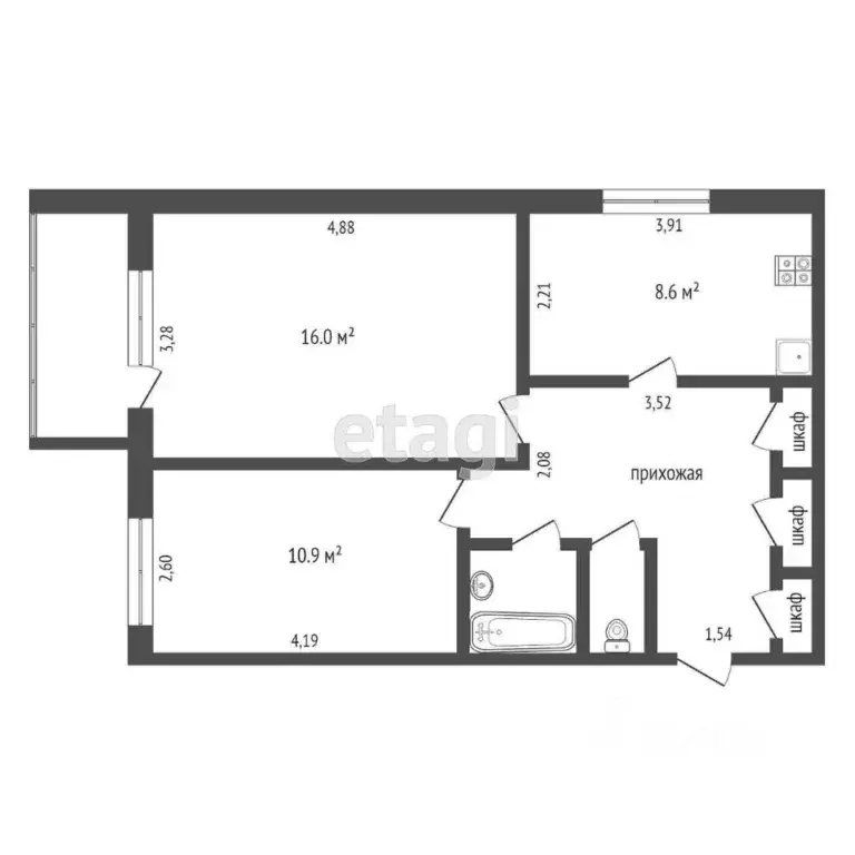 2-к кв. Коми, Ухта муниципальный округ, Ярега пгт ул. Белгородская, 1А ... - Фото 2