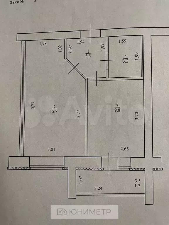 1-к. квартира, 32,1 м, 3/9 эт. - Фото 0