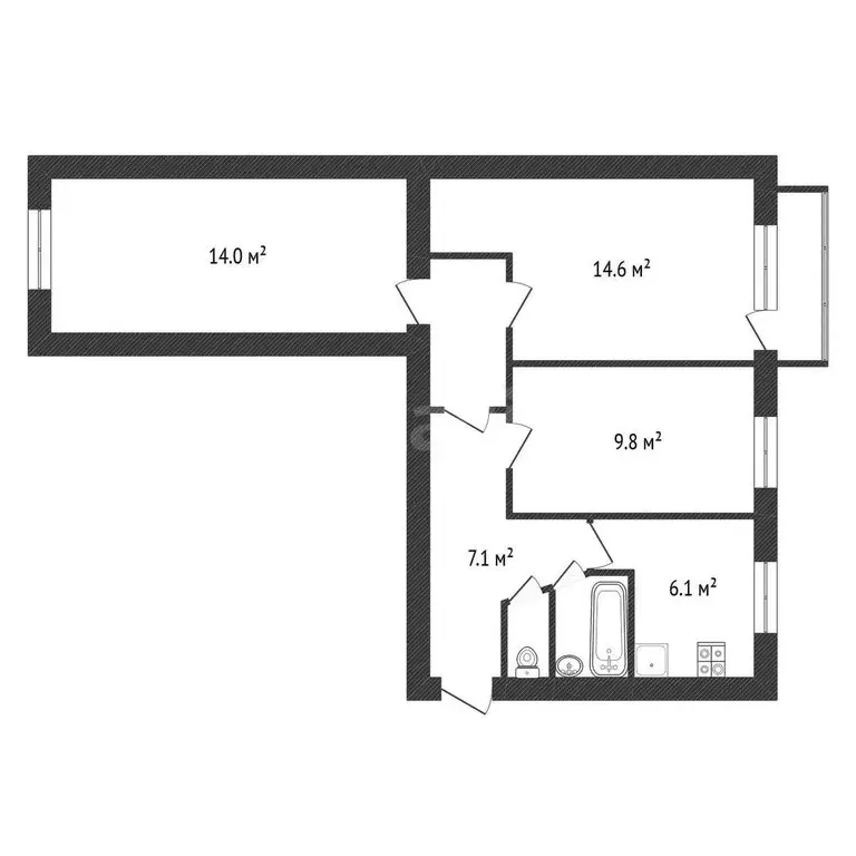 3-комнатная квартира: Белоусово, улица Гурьянова, 29 (58.4 м) - Фото 1