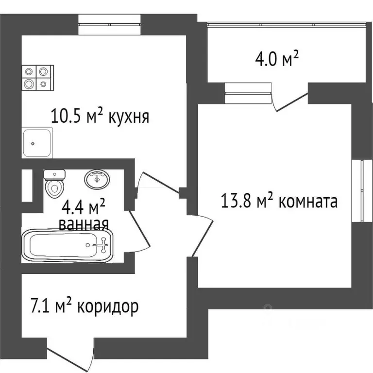 1-к кв. Санкт-Петербург Приморский просп., 52К1 (37.8 м) - Фото 2