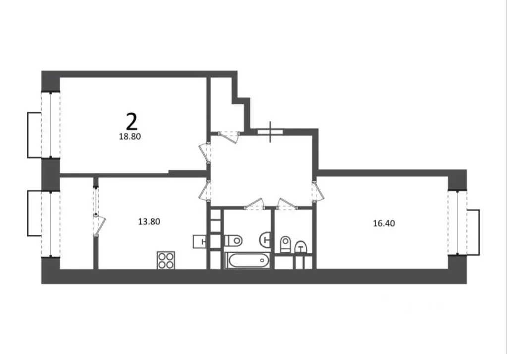 2-к кв. Москва Клинская ул., 2Ак7 (67.2 м) - Фото 2