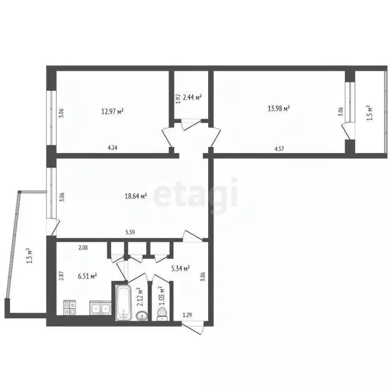 3-к кв. Мордовия, Саранск Гожувская ул., 27 (64.2 м) - Фото 2