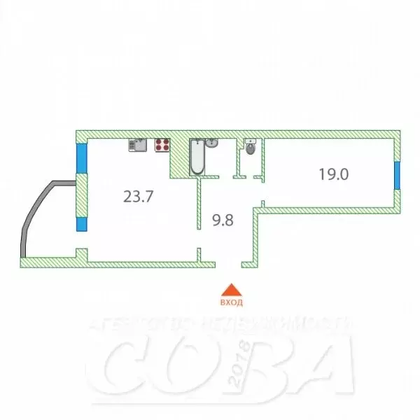 2-комнатная квартира: Тюмень, улица Прокопия Артамонова, 6к1 (59.7 м) - Фото 2