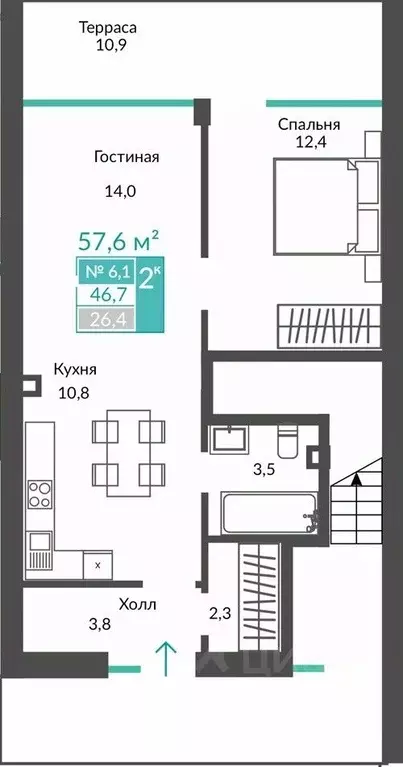 2-к кв. Крым, Алушта муниципальный округ, с. Виноградное ул. Сусловой ... - Фото 1