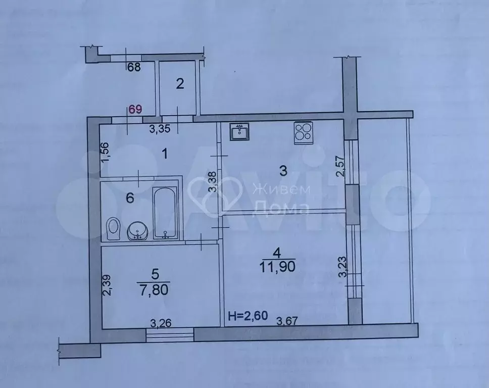 2-к. квартира, 46 м, 9/9 эт. - Фото 0