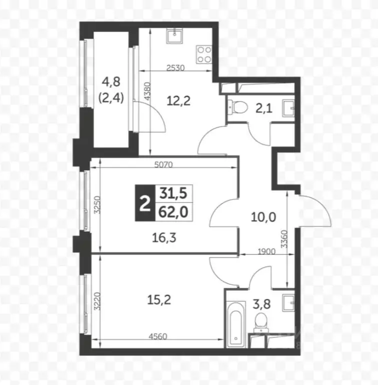 2-к кв. Москва ул. Зорге, 9к1 (61.0 м) - Фото 2