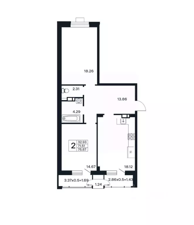 2-к кв. Краснодарский край, Краснодар ул. Шоссе Нефтяников, 26 (75.87 ... - Фото 0