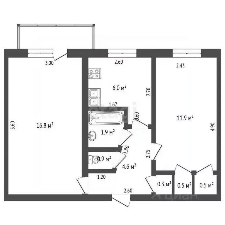 2-к кв. Архангельская область, Котлас просп. Мира, 37 (43.4 м) - Фото 2