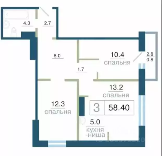 3-к кв. Красноярский край, Красноярск ул. Дубровинского (58.4 м) - Фото 1