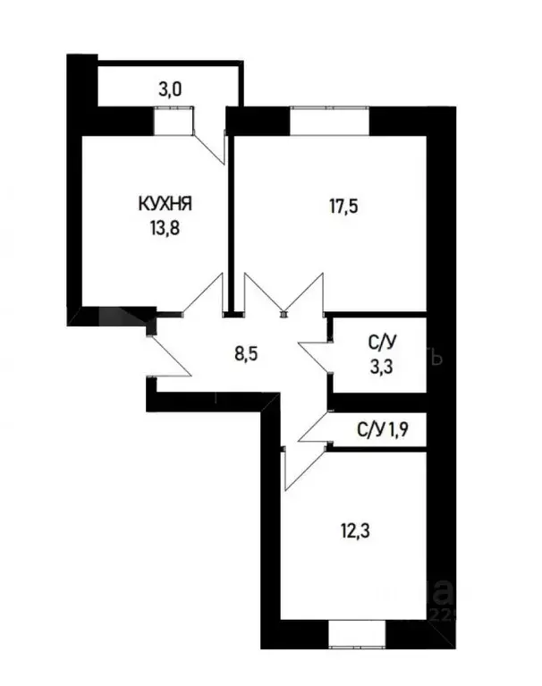 2-к кв. Тюменская область, Тюмень ул. Газопромысловая, 3 (57.1 м) - Фото 1