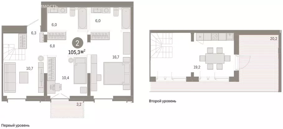 3-комнатная квартира: Тюмень, улица Республики, 205к2 (106.9 м) - Фото 2