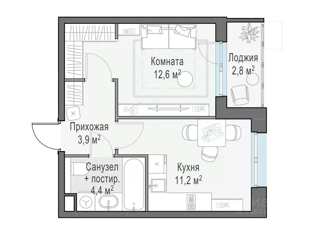 1-к кв. Московская область, Пушкино ул. Антона Ветчинова, 3к1 (33.63 ... - Фото 0