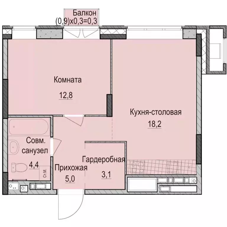 1-к кв. Татарстан, Казань Ферма-2 жилмассив,  (43.8 м) - Фото 0