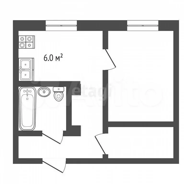 2-к. квартира, 44,2 м, 1/3 эт. - Фото 1