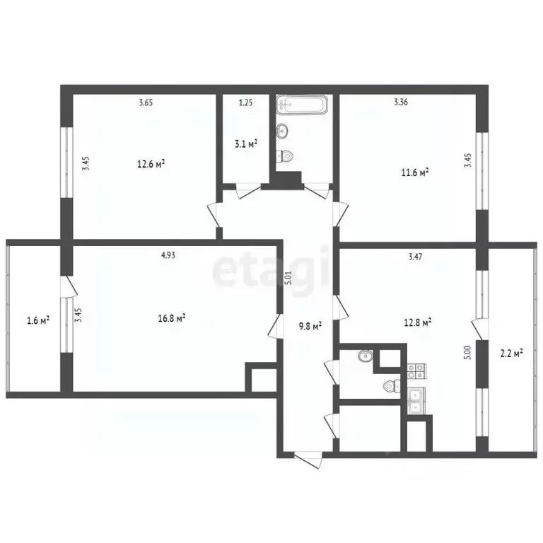 3-к кв. Крым, Симферополь ул. Толстого (77.5 м) - Фото 1