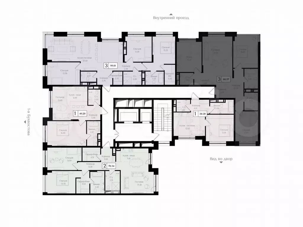 3-к. квартира, 89 м, 8/17 эт. - Фото 1