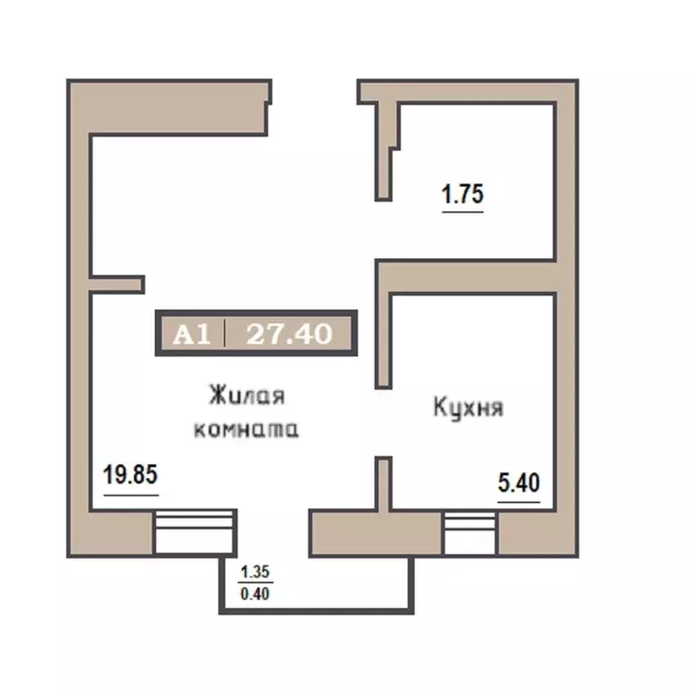 Студия Красноярский край, Красноярск Новая Базаиха мкр,  (27.66 м) - Фото 0