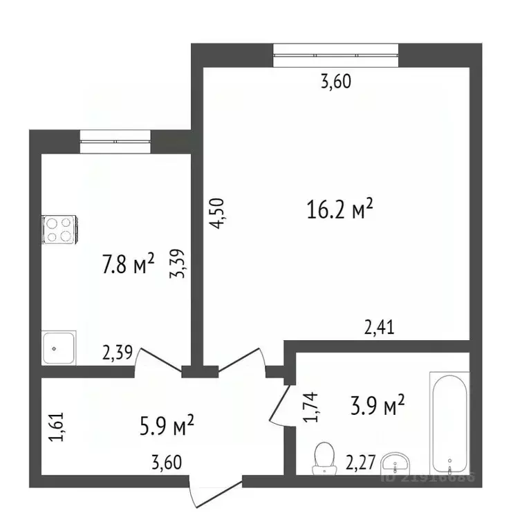 1-к кв. Калининградская область, Калининград ул. Станиславского, 66 ... - Фото 2