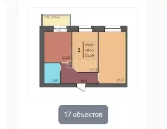 2-комнатная квартира: Ярославль, улица Комкора Хрипина, 3 (52 м) - Фото 1