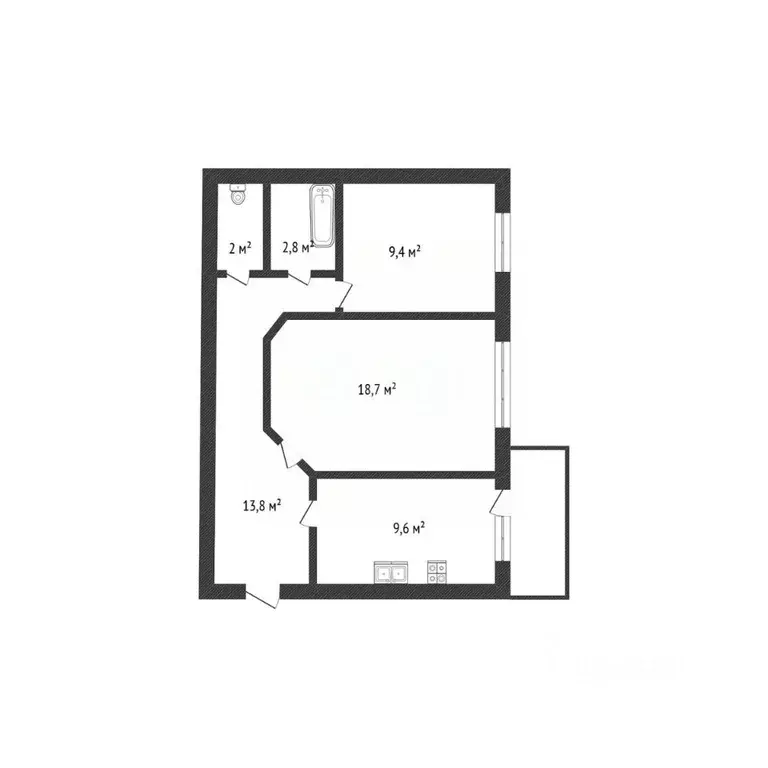 2-к кв. Башкортостан, Нефтекамск Комсомольский просп., 58 (55.7 м) - Фото 2