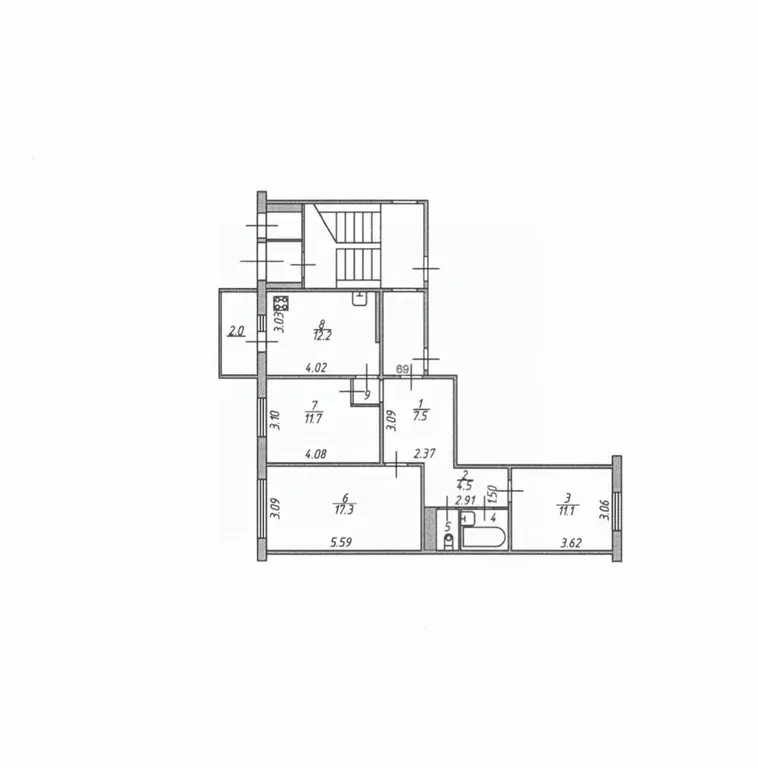 3-к кв. Псковская область, Псков ул. Петрова, 2 (67.7 м) - Фото 2
