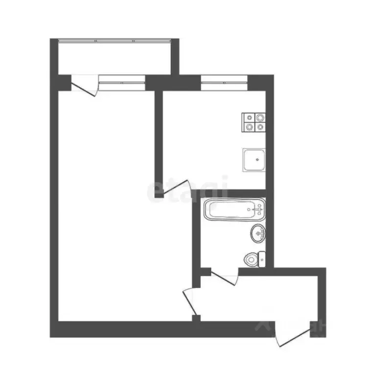 1-к кв. Тюменская область, Тюмень ул. 50 лет Октября, 51 (30.0 м) - Фото 1