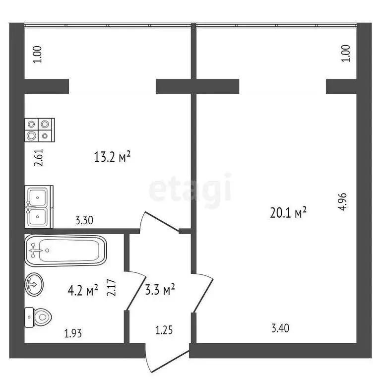 1-комнатная квартира: Таганрог, улица Шевченко, 173 (41 м) - Фото 1