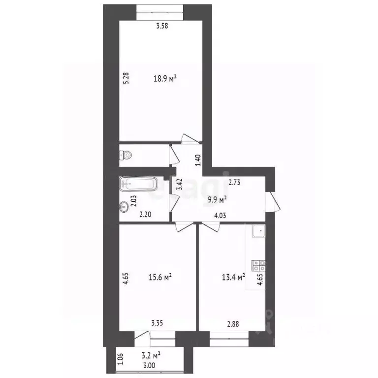 2-к кв. Ярославская область, Рыбинск Западный п/р, ул. Змановская, ... - Фото 2