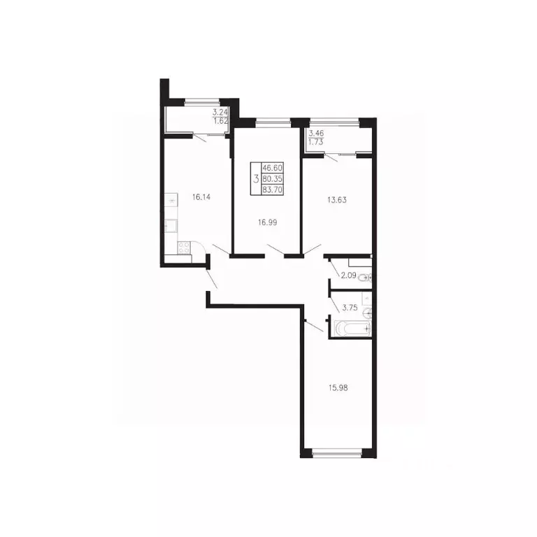 3-к кв. Крым, Феодосия муниципальный округ, Приморский пгт Просторы ... - Фото 1