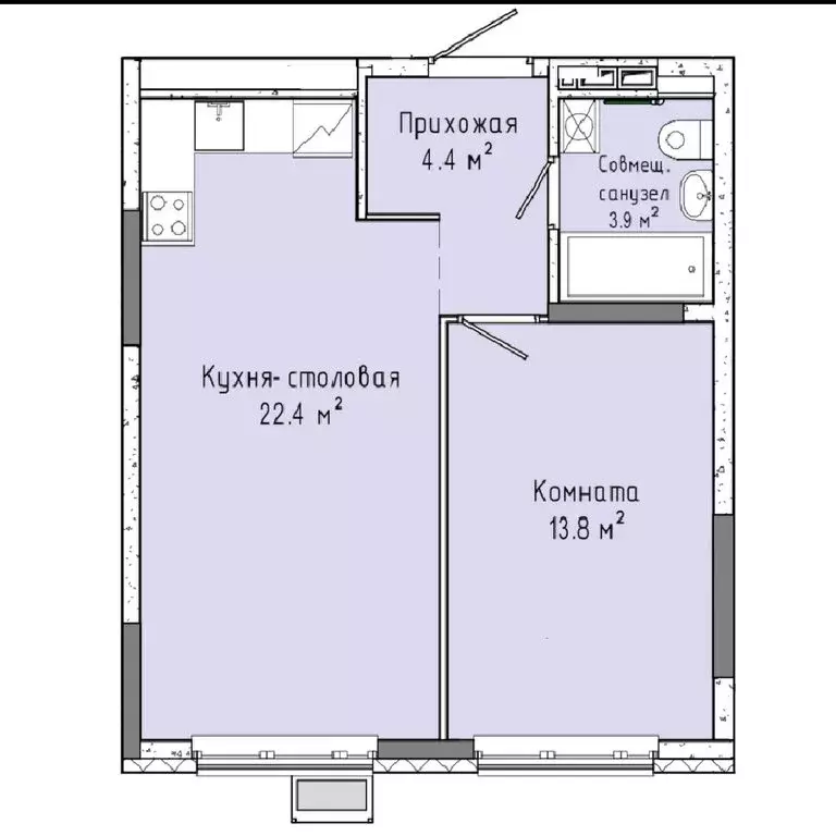 1-комнатная квартира: Ижевск, улица Ленина, 91/1 (44.5 м) - Фото 0