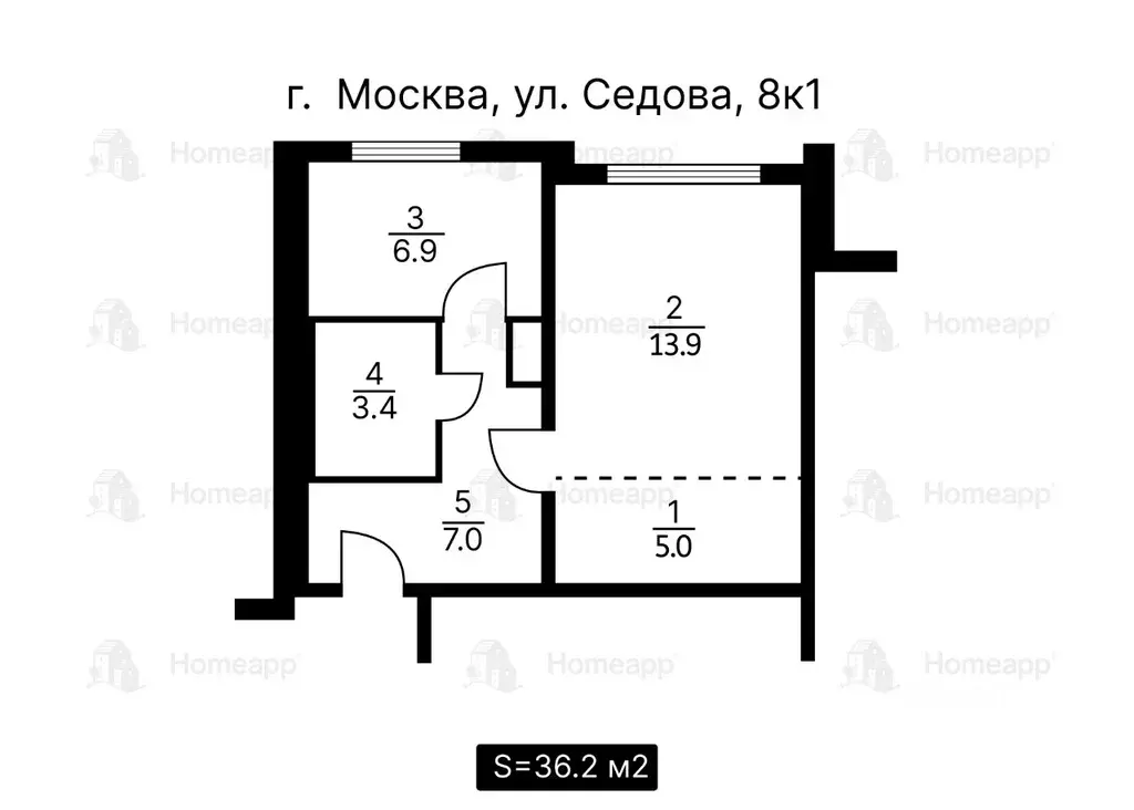 1-к кв. Москва ул. Седова, 8К1 (36.2 м) - Фото 2