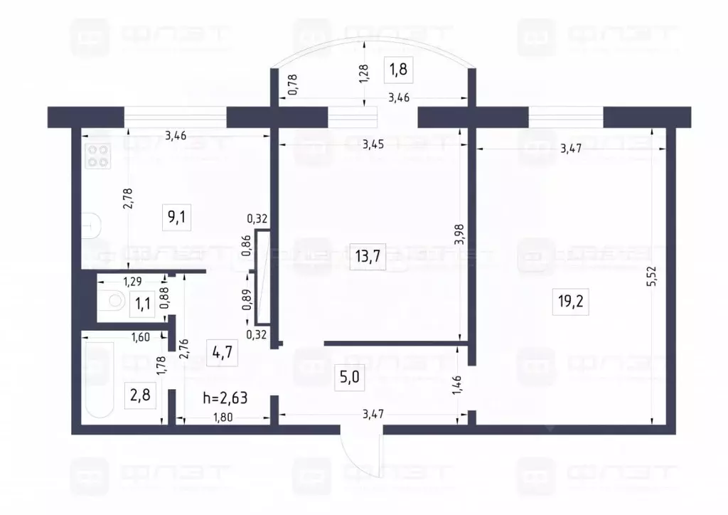 2-к кв. Татарстан, Зеленодольский район, Осиновское с/пос, с. Осиново ... - Фото 2