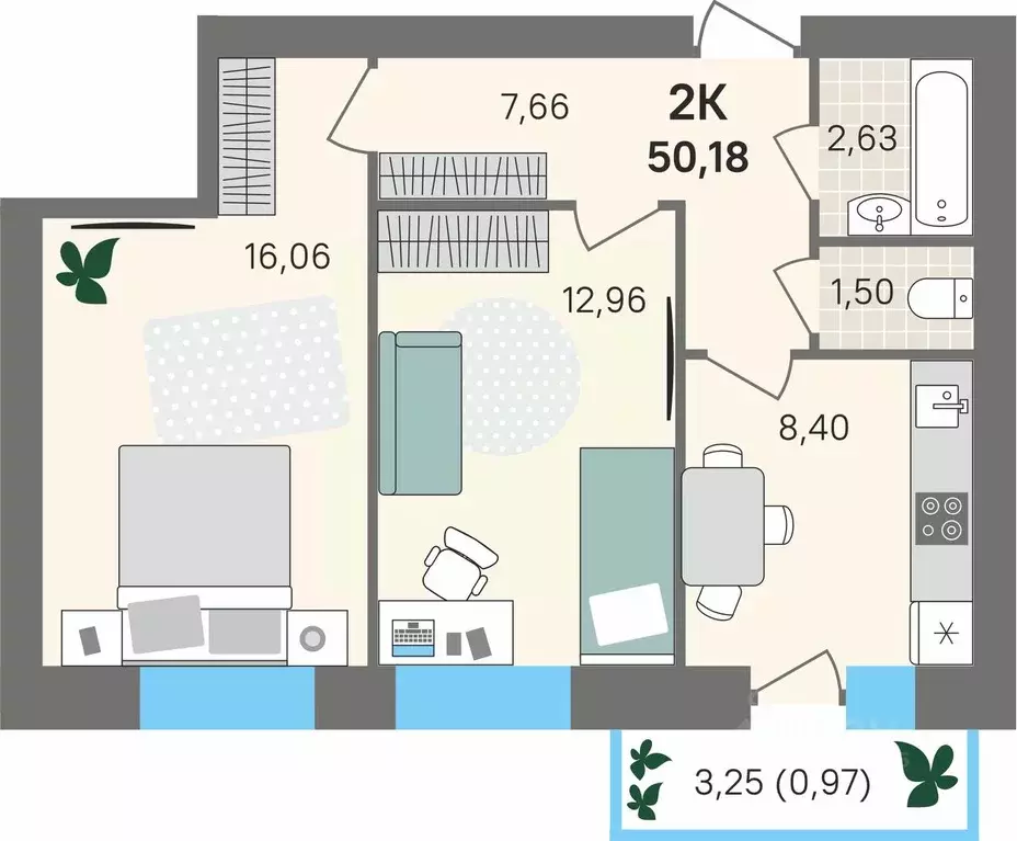 2-к кв. Пермский край, Пермский муниципальный округ, с. Култаево ул. ... - Фото 1