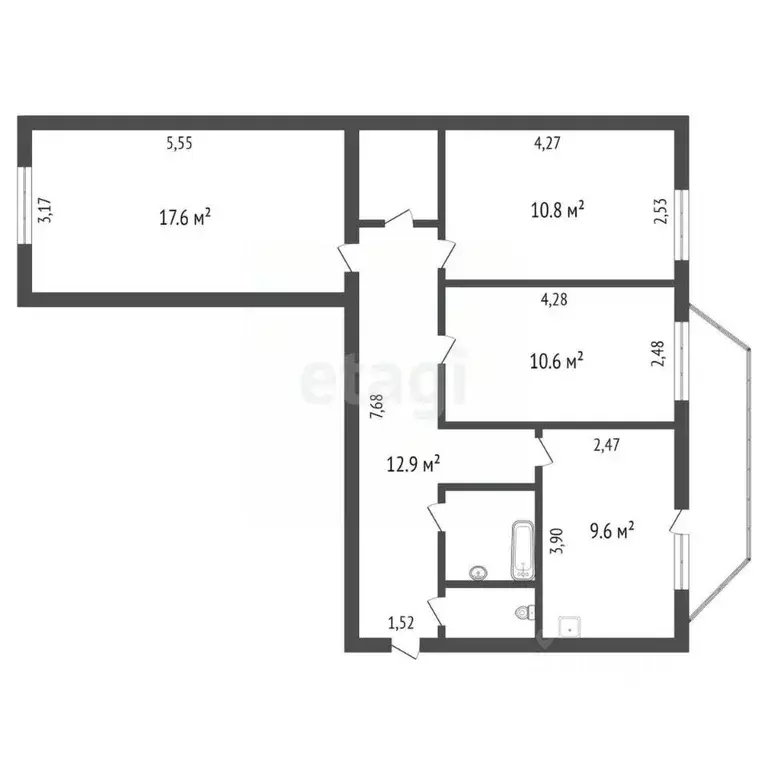 3-к кв. Амурская область, Благовещенск Пионерская ул., 64 (68.7 м) - Фото 1