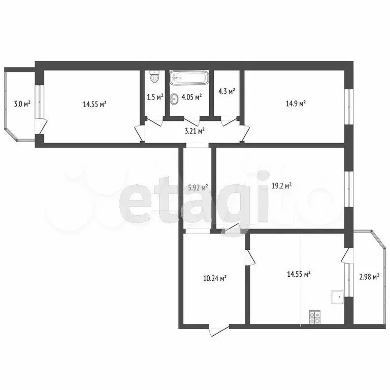 3-к. квартира, 93 м, 8/16 эт. - Фото 1