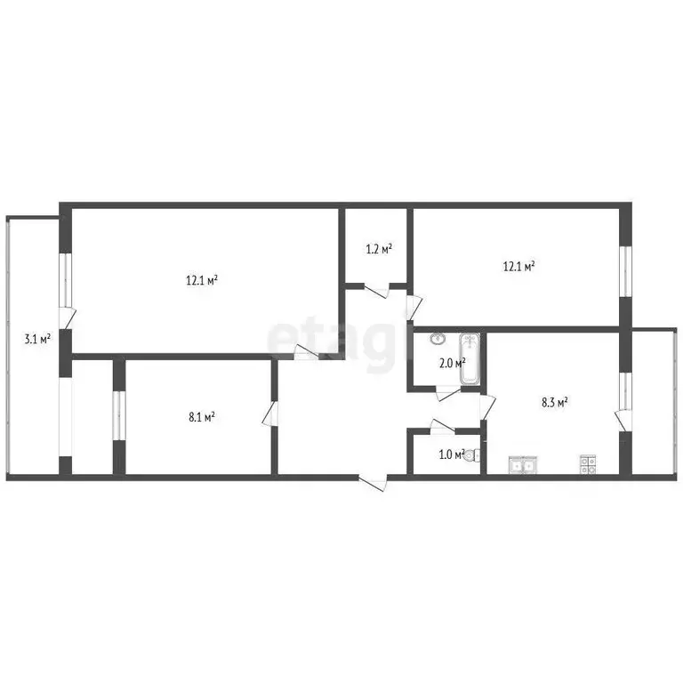 3-комнатная квартира: Коктебель, Долинный переулок, 13 (64.8 м) - Фото 1