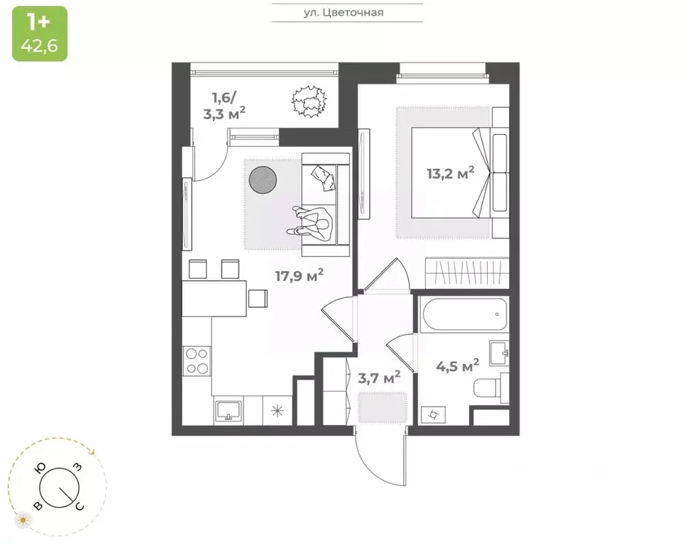 1-к кв. Тверская область, Тверь Соминка мкр,  (40.9 м) - Фото 0