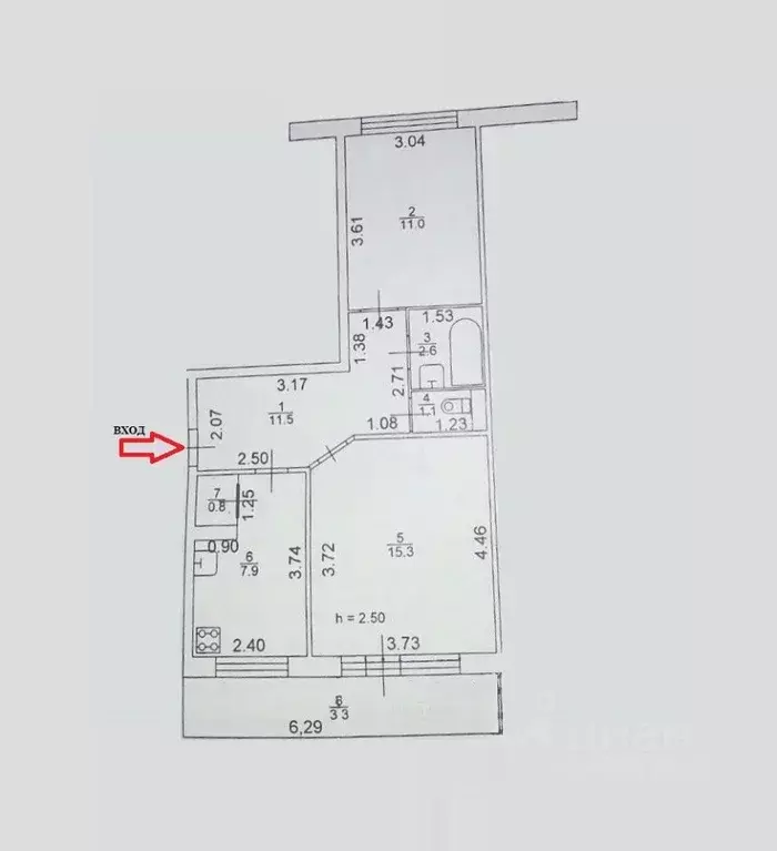 2-к кв. Татарстан, с. Высокая Гора ул. Большая Красная, 226 (50.2 м) - Фото 1