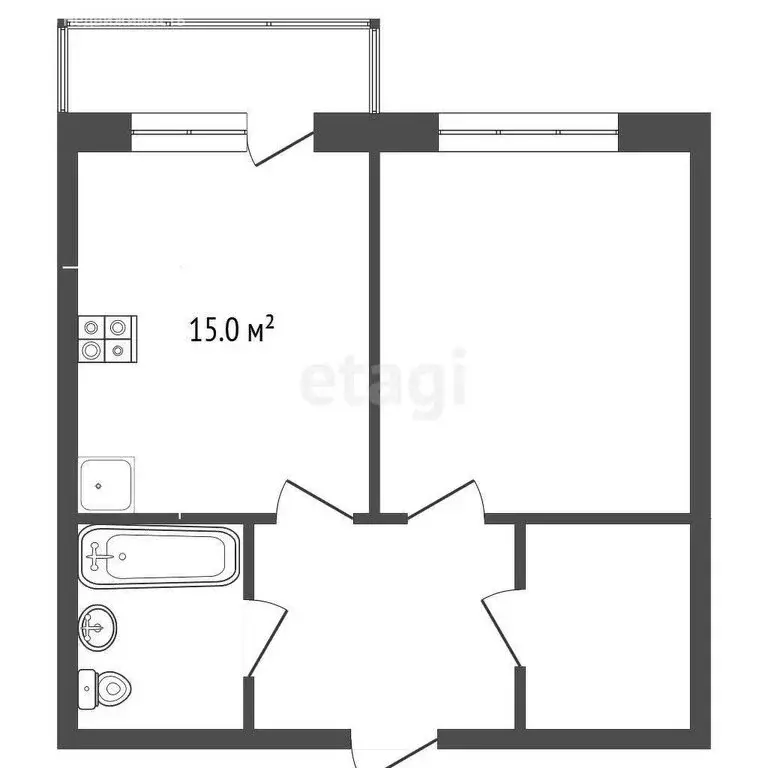 1-комнатная квартира: Батайск, Западное шоссе, 17 (45 м) - Фото 0