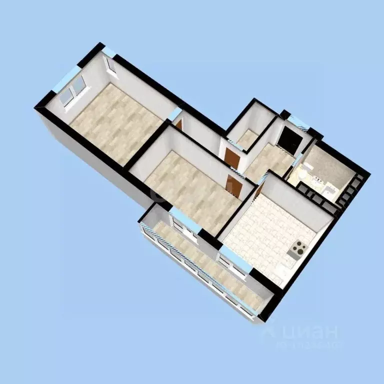 3-к кв. Башкортостан, Уфа ул. Гафури, 56 (67.57 м) - Фото 2