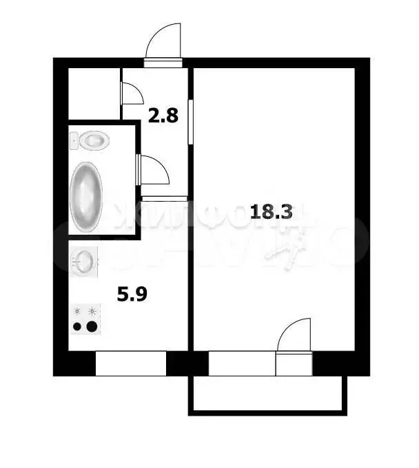 1-к. квартира, 31,3 м, 9/9 эт. - Фото 0