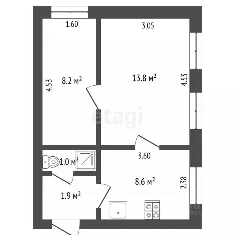 2-к кв. Ростовская область, Ростов-на-Дону Инициативная ул., 5 (33.5 ... - Фото 1