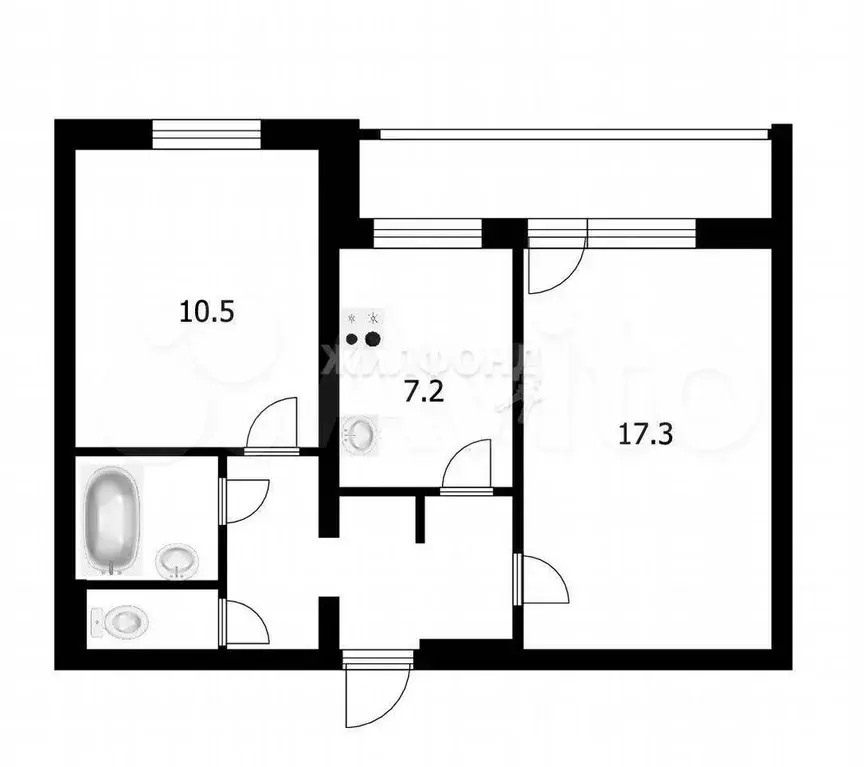 2-к. квартира, 47 м, 3/9 эт. - Фото 0