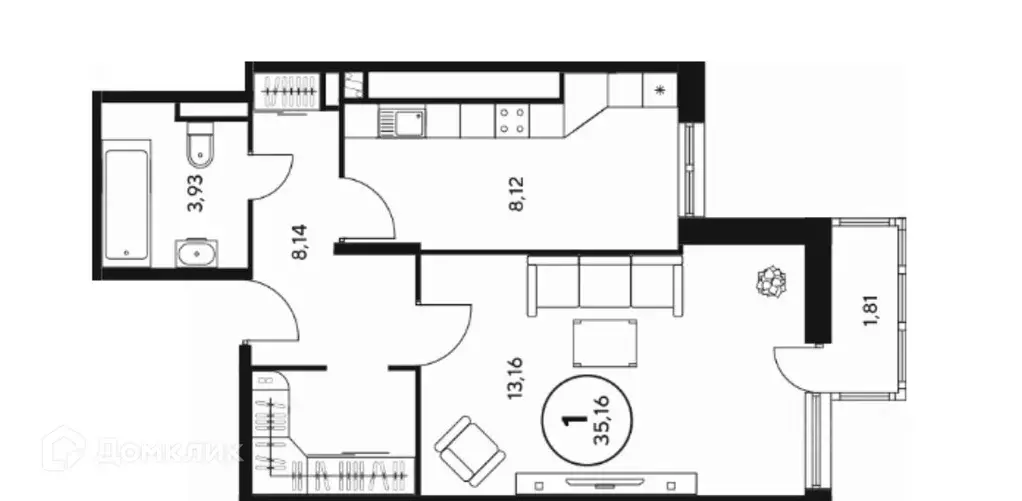 Продаётся 1-к квартира, 35.16 м - Фото 0
