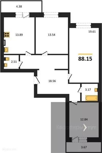 Продаётся 3-к квартира, 88.15 м - Фото 0