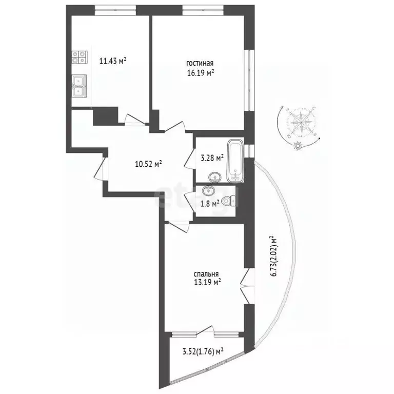 2-к кв. Крым, Ялта муниципальный округ, Гаспра пгт ул. Парусная, 9В ... - Фото 2