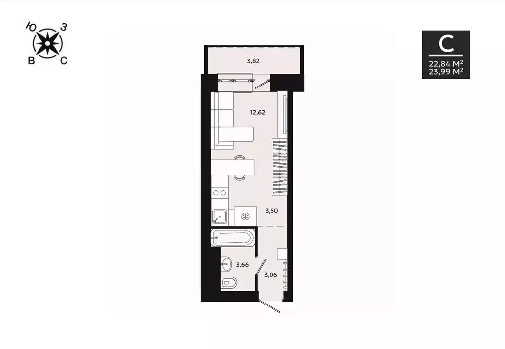 1-к кв. Хабаровский край, Хабаровск Матросская ул., 40 (23.99 м) - Фото 1